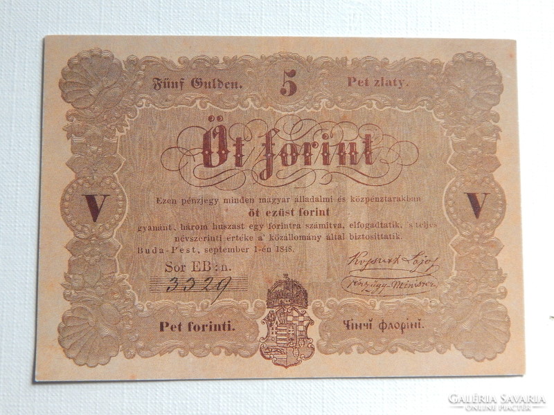 Postcard - for the anniversary of Kossuth's birth; 5 HUF kossuth banknote
