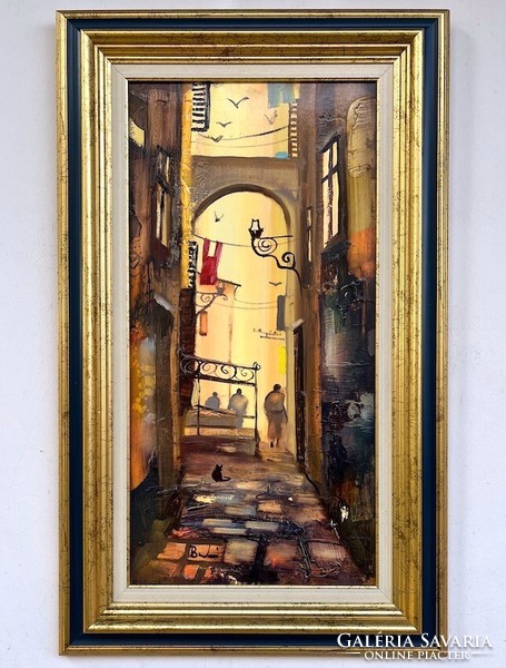Under the price, László alley in Buda 60x30cm + frame