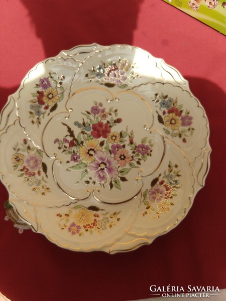 Zsolnay wall plate with flowers, offerer, 2, flawless, 30 cm,, reduced price!