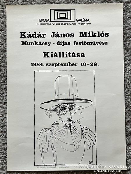 János Miklós Kádár exhibition poster 1984 autographed