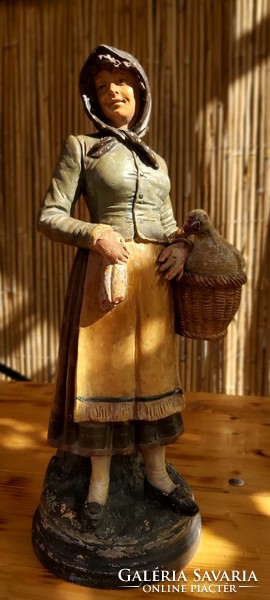 1880-as évekből, Bernard Bloch terrakotta, gazdaasszony libával