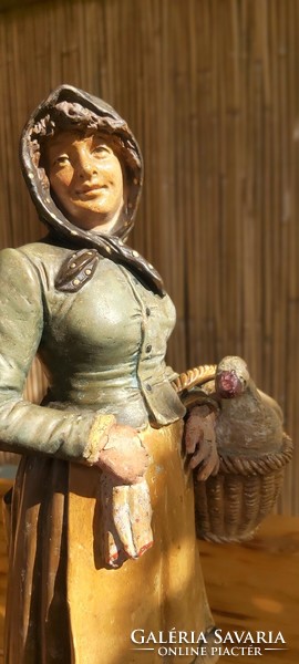 1880-as évekből, Bernard Bloch terrakotta, gazdaasszony libával