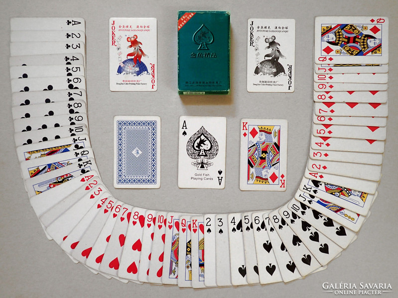 Retró vintage KÍNAI GOLD FISH Aranyhal francia póker kártya játék pakli franciakártya pókerkártya