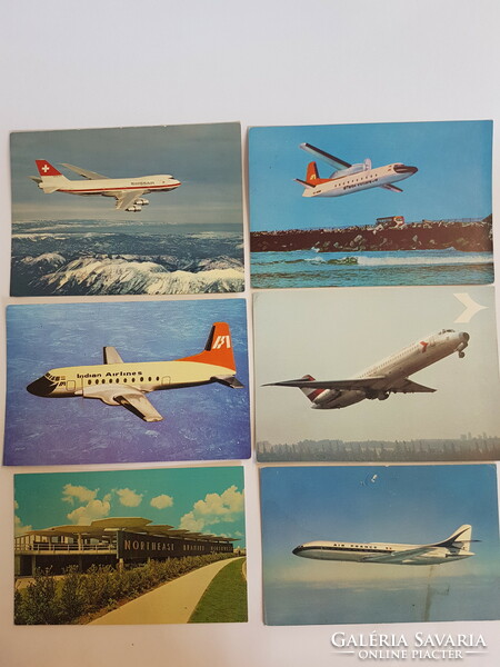 Set of 6 retro airplane postcards. 21.
