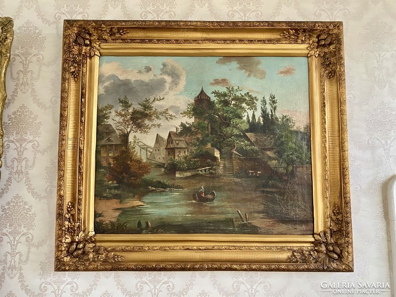 Magical Bidermeier idyllic landscape around 1840