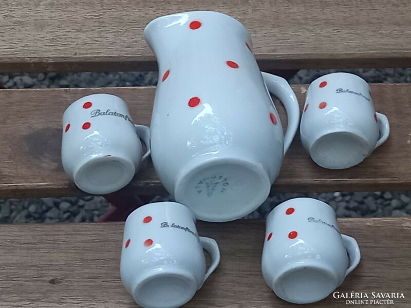 Retro Hollóházi gyerek játék korsó készlet nosztalgia Balatonfüred felirattal