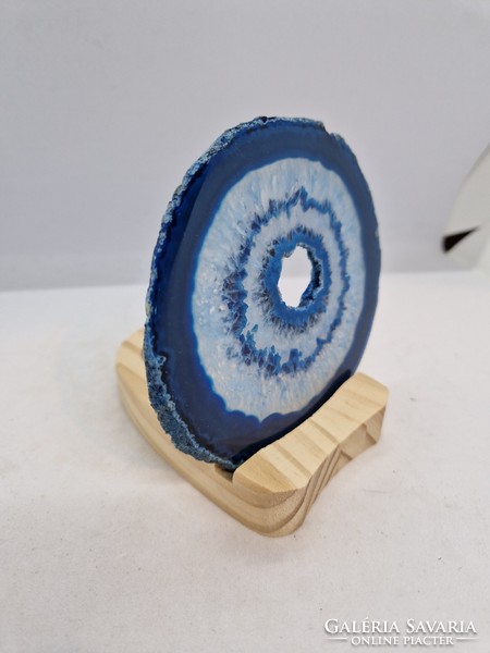 Candle holder with agate mineral stone slice