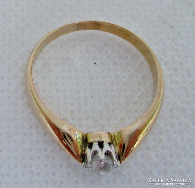 Elegáns régi 14kt arany gyűrű  gyémánt kővel 0,25ct