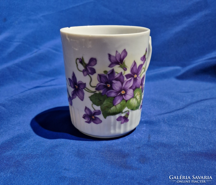 Zsolnay violet flower patterned porcelain mug