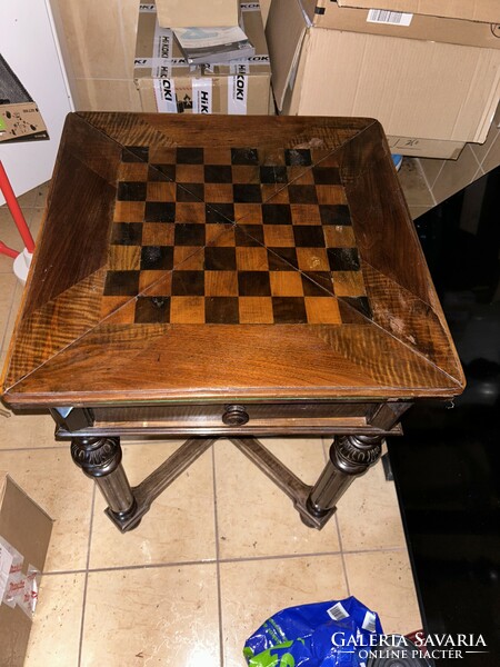 Tin German chess and card table