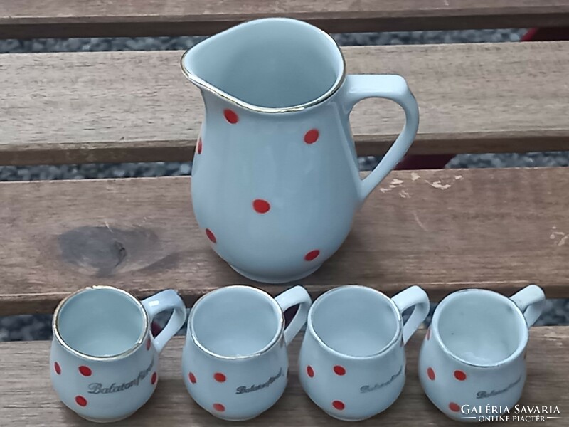 Retro Hollóházi gyerek játék korsó készlet nosztalgia Balatonfüred felirattal