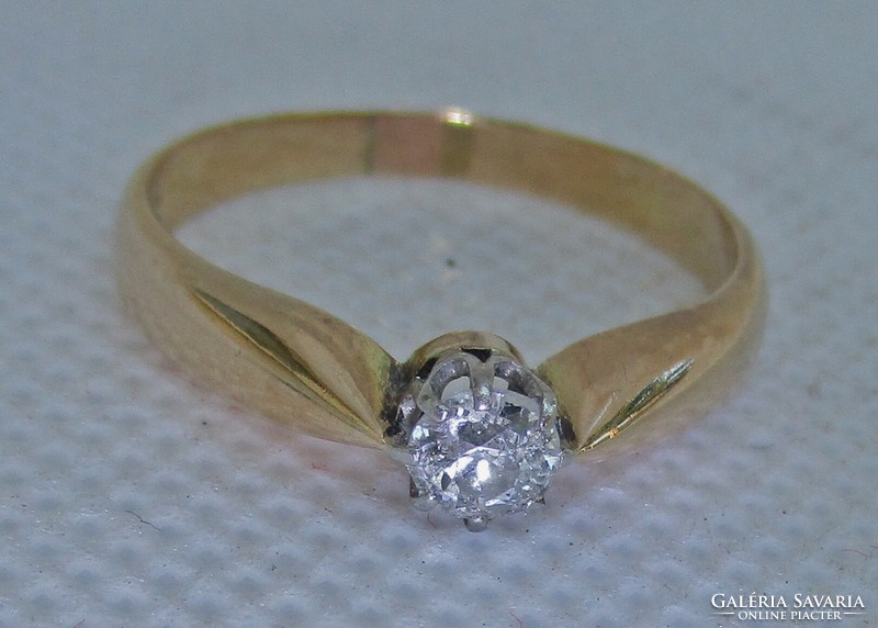 Elegáns régi 14kt arany gyűrű  gyémánt kővel 0,25ct