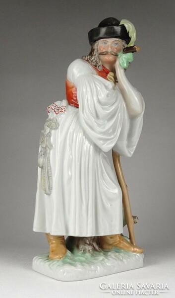 1R669 Herendi búsuló pipázó juhász porcelán figura 29 cm