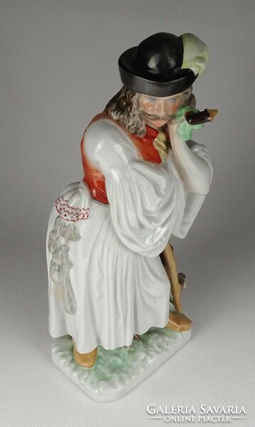 1R669 Herendi búsuló pipázó juhász porcelán figura 29 cm