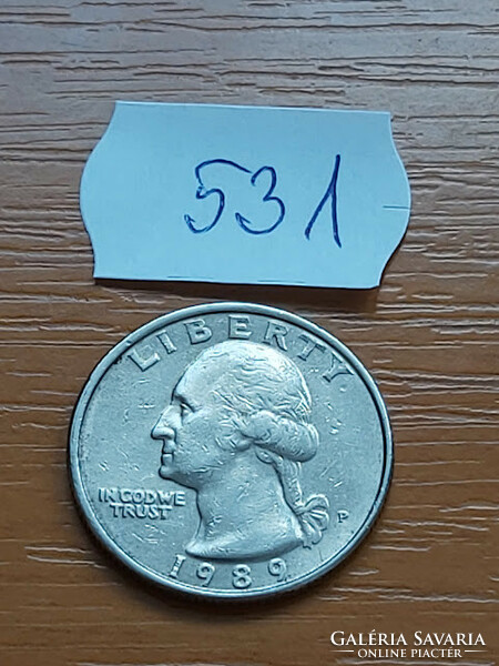 USA 25 CENT 1/4 DOLLÁR 1989 / P, Quarter, George Washington, réz-nikkel  531