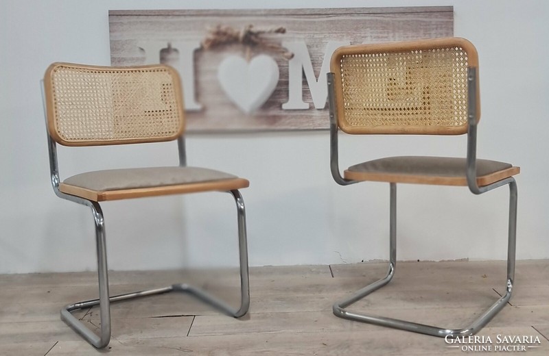 Bauhaus design Cesca szék, Marcel Breuer terv, kiváló állapotban a fém váz:)