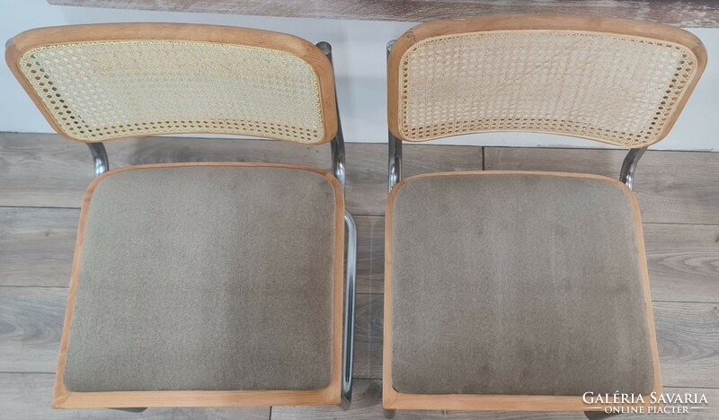 Bauhaus design Cesca szék, Marcel Breuer terv, kiváló állapotban a fém váz:)