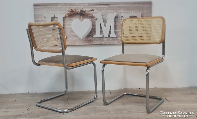 Bauhaus design Cesca szék, Marcel Breuer terv, kiváló állapotban a fém váz:)