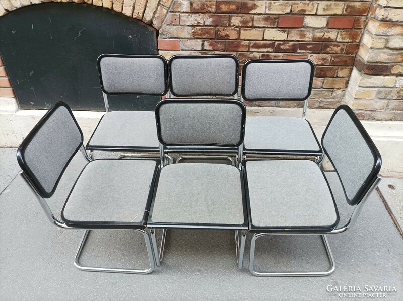Bauhaus design Cesca szék, Marcel Breuer terv, kiváló állapotban a fém váz:)