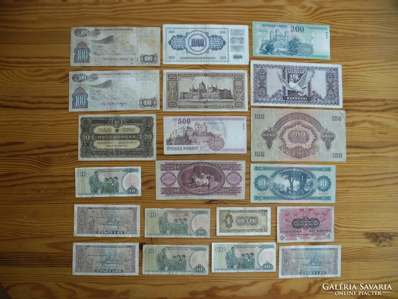 20 db , vegyes hazai és külföldi bankjegy , használt állapotban . / 250 Ft / db /
