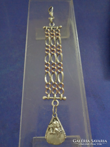 1905 Silver dachshund officer's chain - hunter whistle