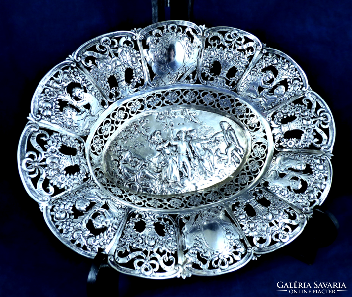 Beautiful antique silver offering, German, ca. 1890 !!!