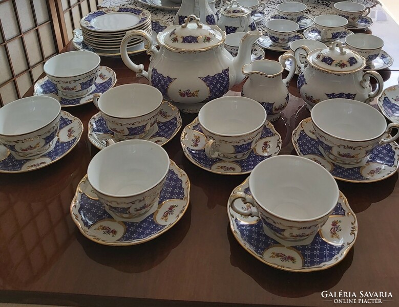 Zsolnay Marie Antoinette hibátlan porcelán 8 személyes teás készlet, 19 db