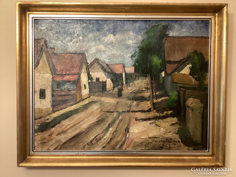 István Ilosvai Varga (1895 - 1978) - village street view.