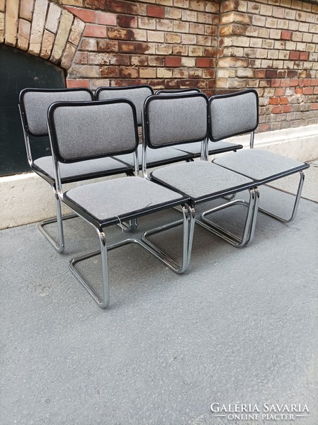 Bauhaus design Cesca szék, Marcel Breuer terv, kiváló állapotban a fém váz:)