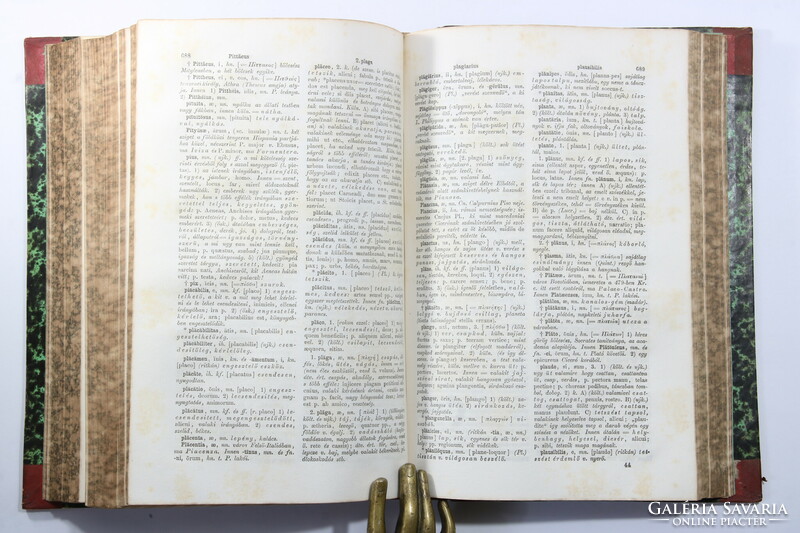 1858 - Latin-Magyar iskolai szótár Bibliofil dúsan aranyozott félbőr kötésben Első kiadás !!