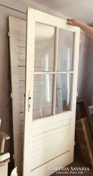Old entrance door, with double panels, case included