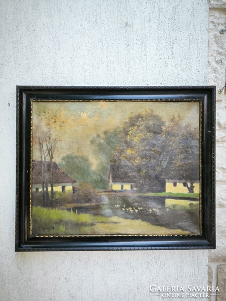 Leáraztam!Tàjkép festmény,Nagybànya színek, Olaj-vàszon festmény, Népi stílusú Neógrádi,Àcs Àgoston,