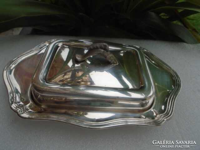 Antique baroque style nsylver butter dish