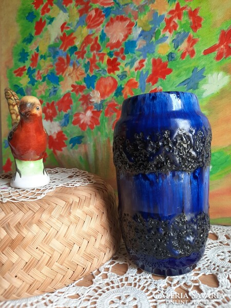 W germany West German porcelain faience vase with cobalt blue painting, xx.Szd - can be considered new