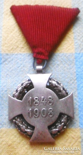 Gilded jubilee cross award with József Ferenc military ribbon t1