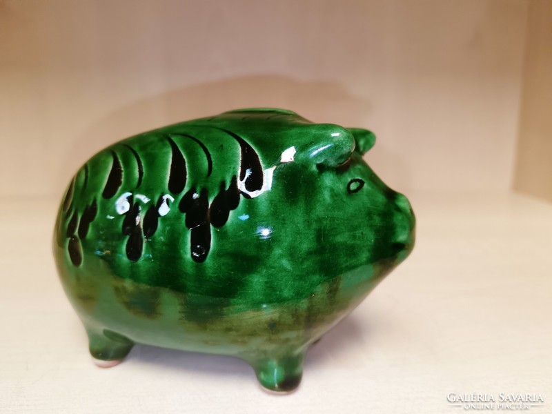 Green mezőtúr ceramic pig bush