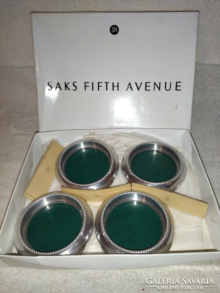 Saks fifth avenue 4-piece glass or glass coaster double-sided