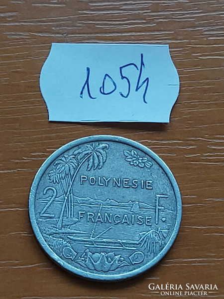French Polynesia polynesia 2 francs 1977 i e o m, alu. 1054
