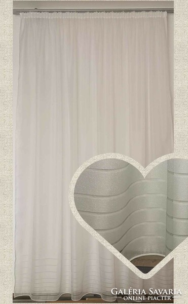 Beautiful off-white underwoven striped crystal voile curtain 250cm high-2.2m wide