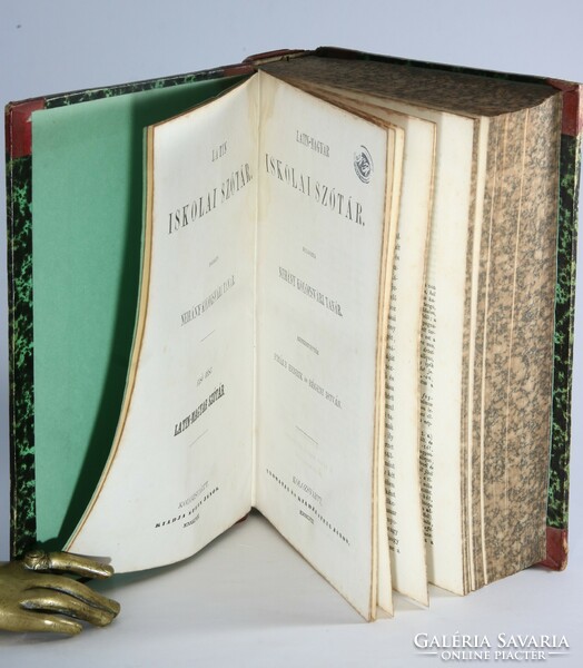 1858 - Latin-Magyar iskolai szótár Bibliofil dúsan aranyozott félbőr kötésben Első kiadás !!
