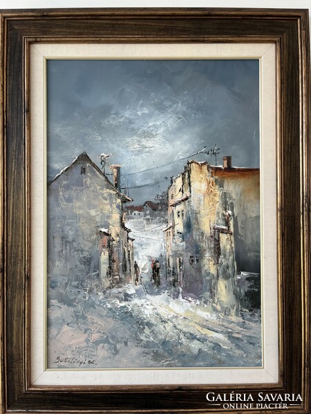 Bubelényi László (1953-2018) Téli sikátor 50x35