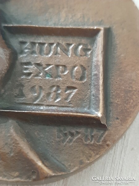 Hungexpo 1987 bronz emlékérem , plakett  Kiss György szigno 6 cm