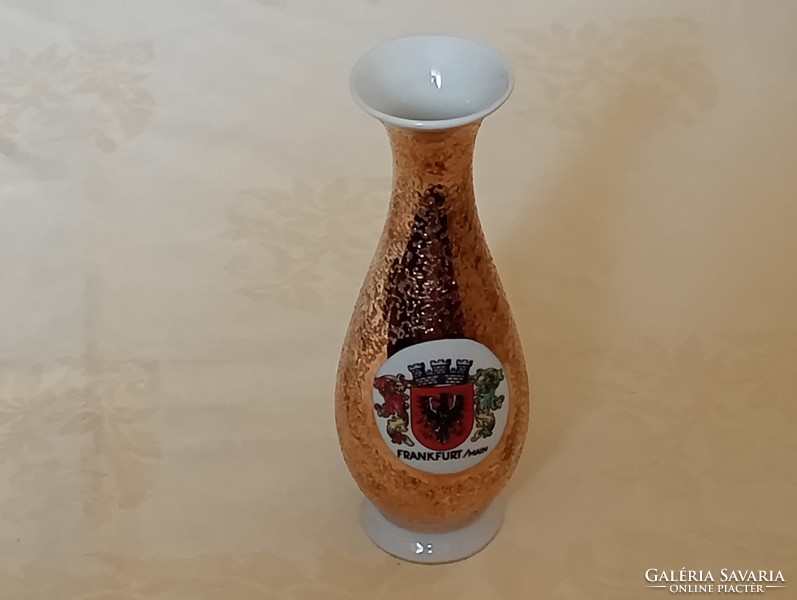 Porcelán váza Royal Bavaria Königliche Manufaktur kézzel készített aranyozott retro 15,5x6cm