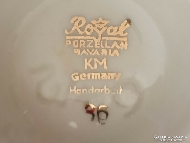 Porcelán váza Royal Bavaria Königliche Manufaktur kézzel készített aranyozott retro 15,5x6cm