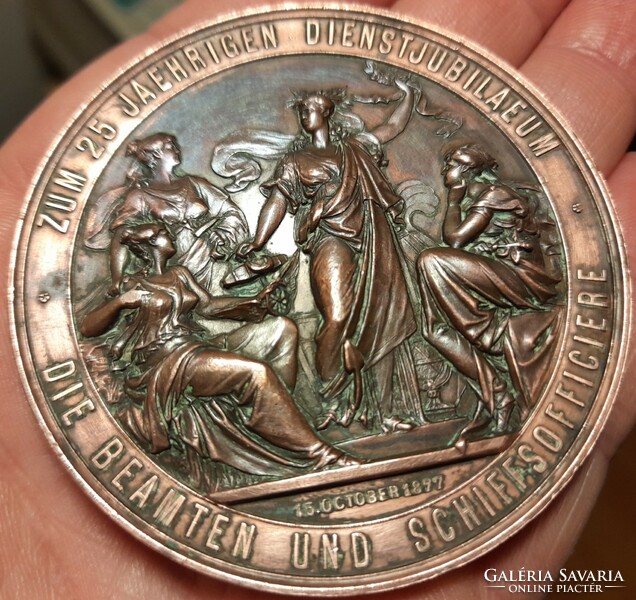 1877 . Martin Ritter von Cassian , a Duna Gőzhajózási Társaság vezérigazgatója DDSG . (64mm) Bronz .