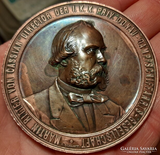 1877 . Martin Ritter von Cassian , a Duna Gőzhajózási Társaság vezérigazgatója DDSG . (64mm) Bronz .