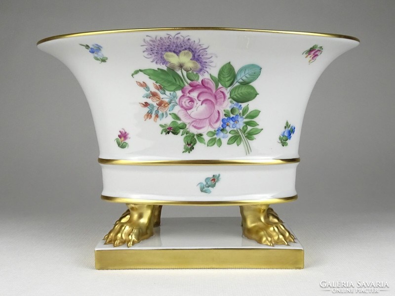 1R611 Bouquet de Saxe Lion's Base Herendi Porcelain Pot