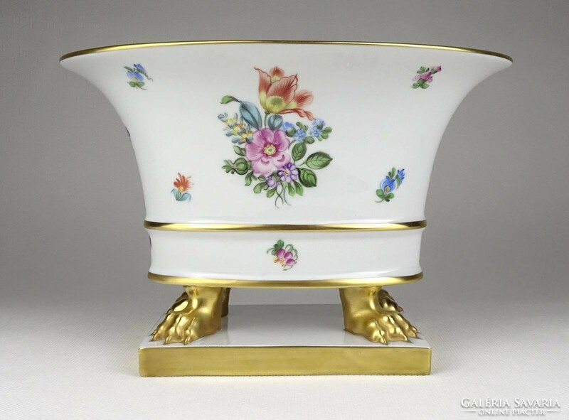 1R611 Bouquet de Saxe Lion's Base Herendi Porcelain Pot