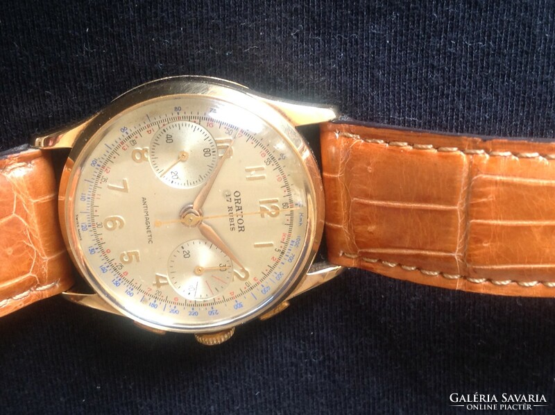 Orator svájci 14k-os arany Chronograph férfi aranyóra
