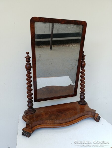 Antik biedermeier fa bútor nagy csavart oszlopos álló tükör 579 8947